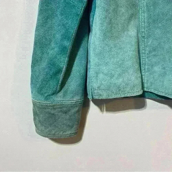 AMI Women's Blue Jacket Lined Leather Coat Blazer Vintage Medium Festival - Picture 3 of 12